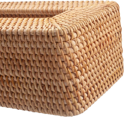 Rattan Tissue Box Cover Natural Woven Facial Napkin Holder Rectangular 10 X 6.1 X 4.1 Inch (Natural)