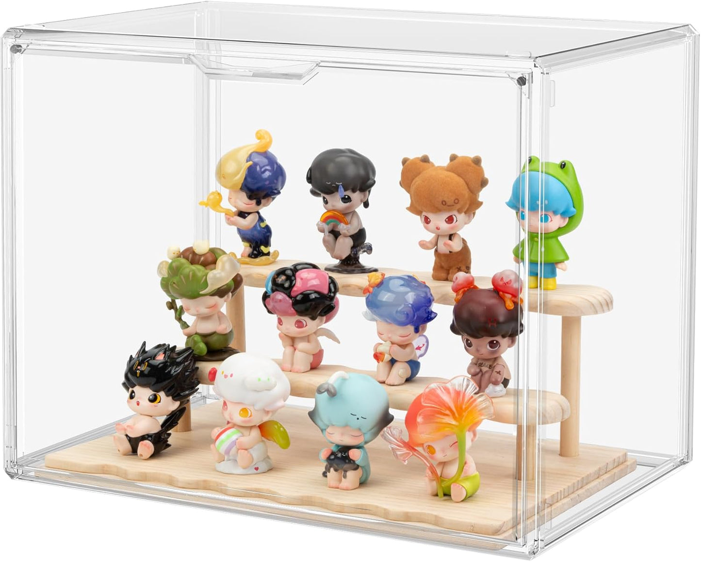 Blind Box Display Case, Acrylic Figures Display Case Clear for Collectibles, Birthday Gift, Stackable Storage Box with Magnetic Door Action