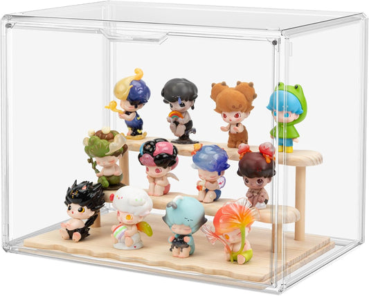 Blind Box Display Case, Acrylic Figures Display Case Clear for Collectibles, Birthday Gift, Stackable Storage Box with Magnetic Door Action
