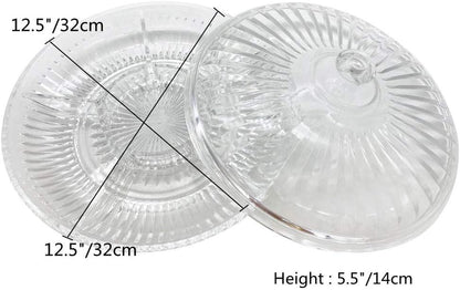 Creative Acrylic Multifunctional Party Snack Tray with Lid,Serving Dishes for Dried Fruits Nuts Candies Fruits,6-Compartment (Round)
