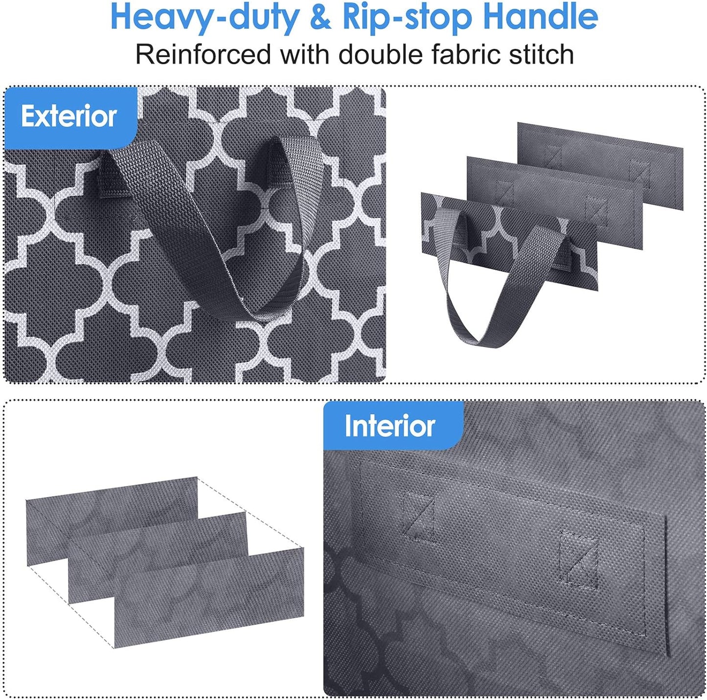 Storage Bags [3 Pack/100L] Large Blanket Clothes Organization and Storage Containers for Comforters,Bedding, Foldable Organizer with Reinforced Handle, Clear Window, Sturdy Zippers,Gray