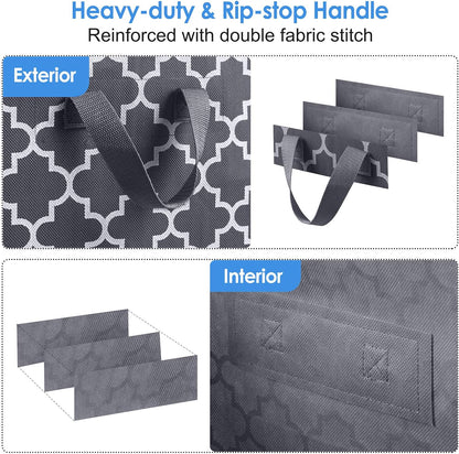 Storage Bags [3 Pack/100L] Large Blanket Clothes Organization and Storage Containers for Comforters,Bedding, Foldable Organizer with Reinforced Handle, Clear Window, Sturdy Zippers,Gray