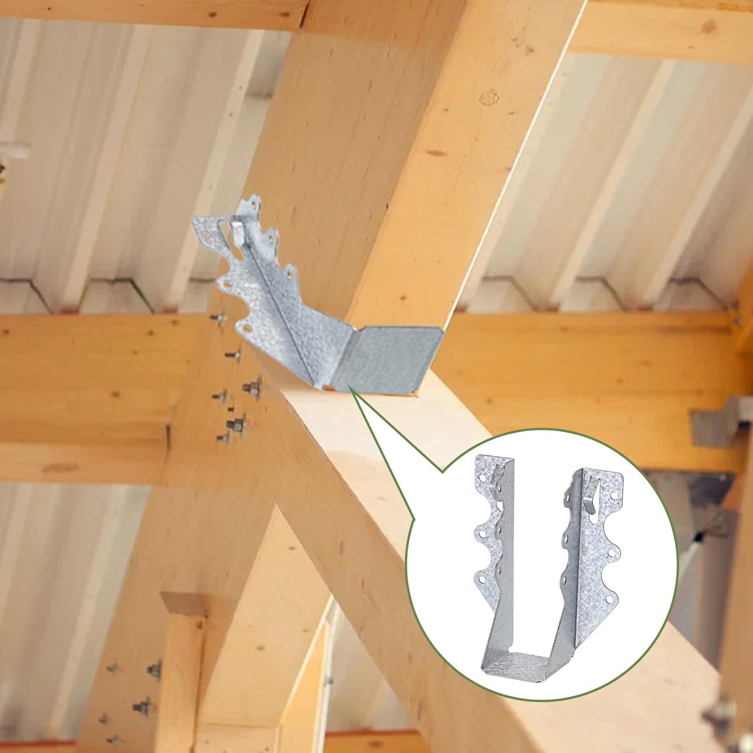 10-Pack 2x6 Steel Joist Hangers, 20-Gauge Galvanized Double Shear Face Mount Rafter Brackets for Wood, Hurricane Ties for Decks, Floors, Ceilings, and Pergolas