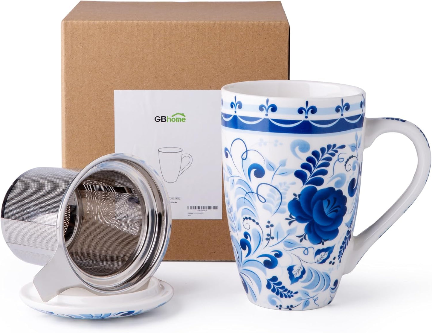 Ceramic Tea Mug with Infuser and Lid, 18 Ounce Capacity, Microwave and Dishwasher Safe, Ideal Gift for Tea Enthusiasts