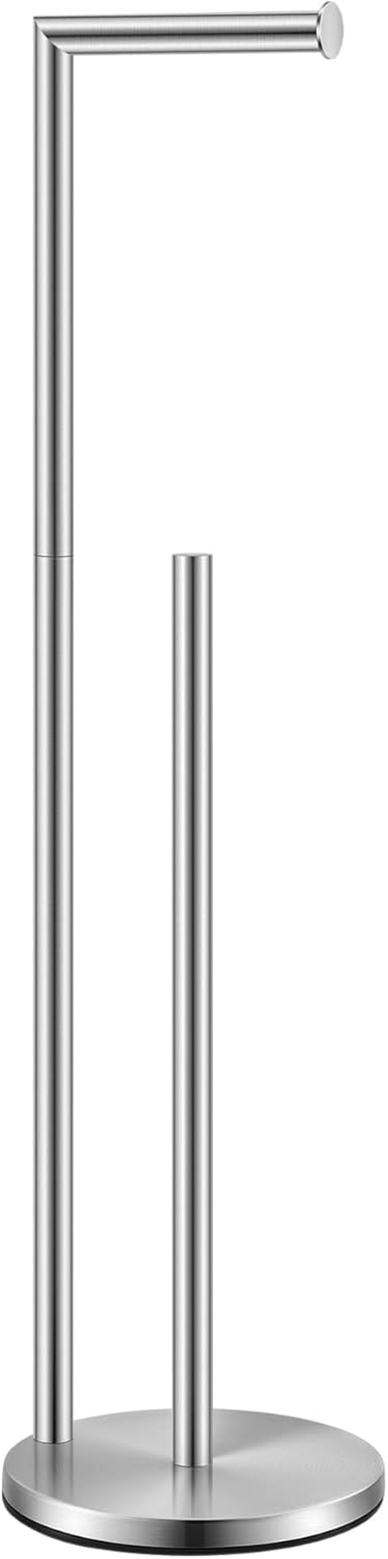 Toilet Paper Holder Stand, Bathroom Toilet Paper Holder Free Standing, 5-Roll Toilet Paper Stand with Suction Cups, Non-Slip Toilet Paper Roll Holder, Stainless Steel, Weighted Base, Silver