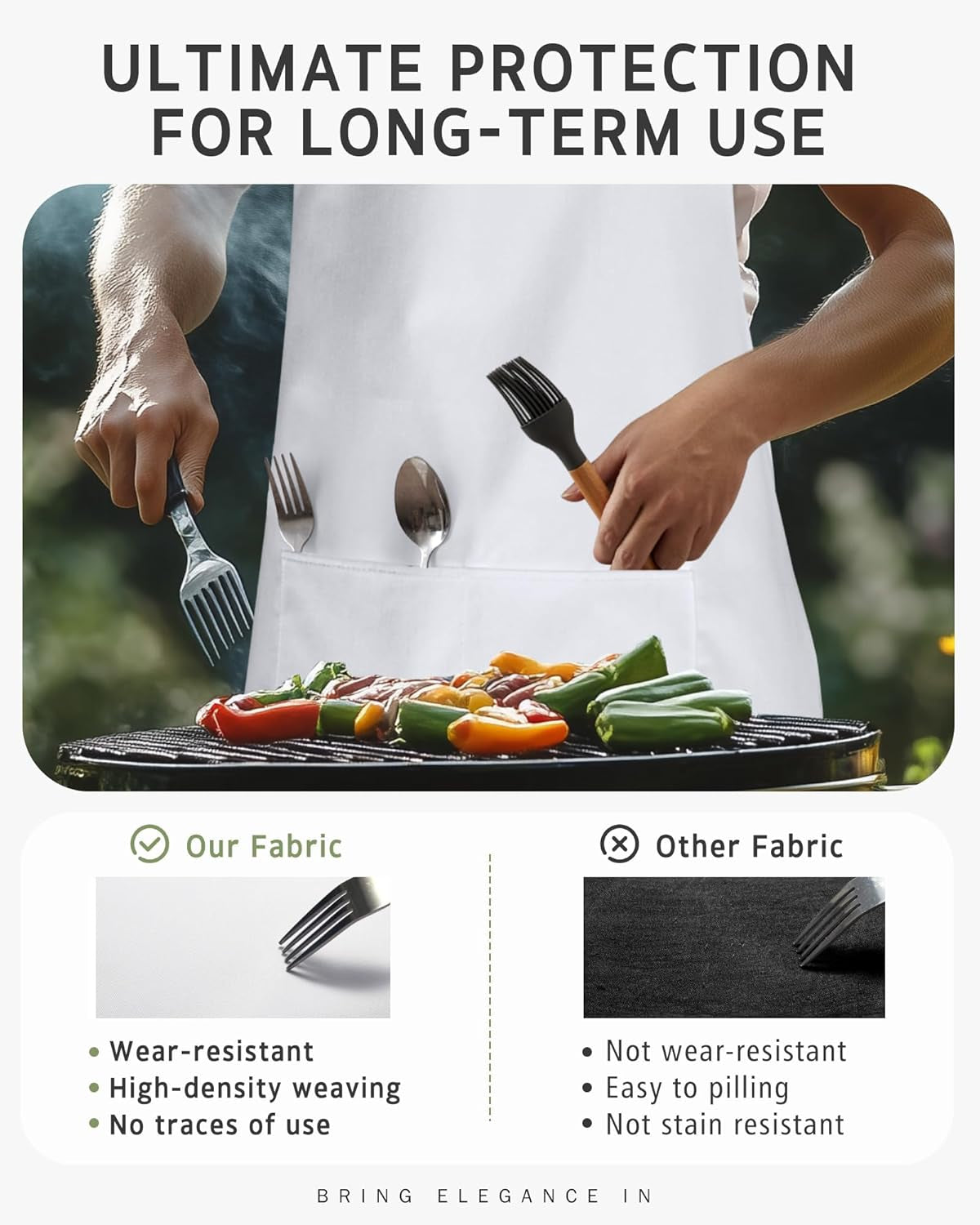 Chef Apron for Men Women Kitchen Cooking Apron with Pockets, Adjustable Bib Aprons Stain Resistant, 1 Pack