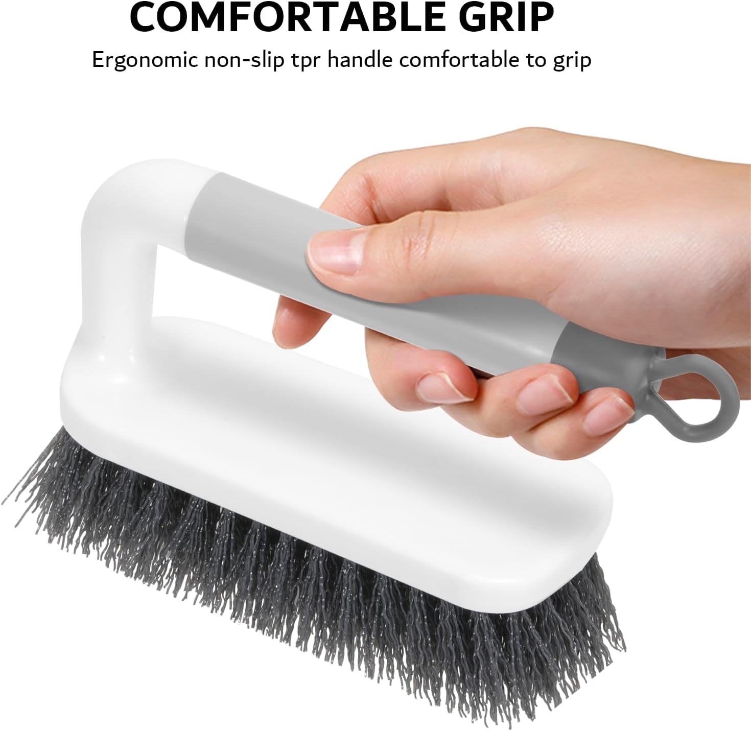 Scrub Brush, Small Cleaning Brushes with Handle, Comfort Grip Shower Scrubber for Cleaning Bathroom, Tub, Kitchen, Sink, Floor, Carpet, 2 Pack (Grey)