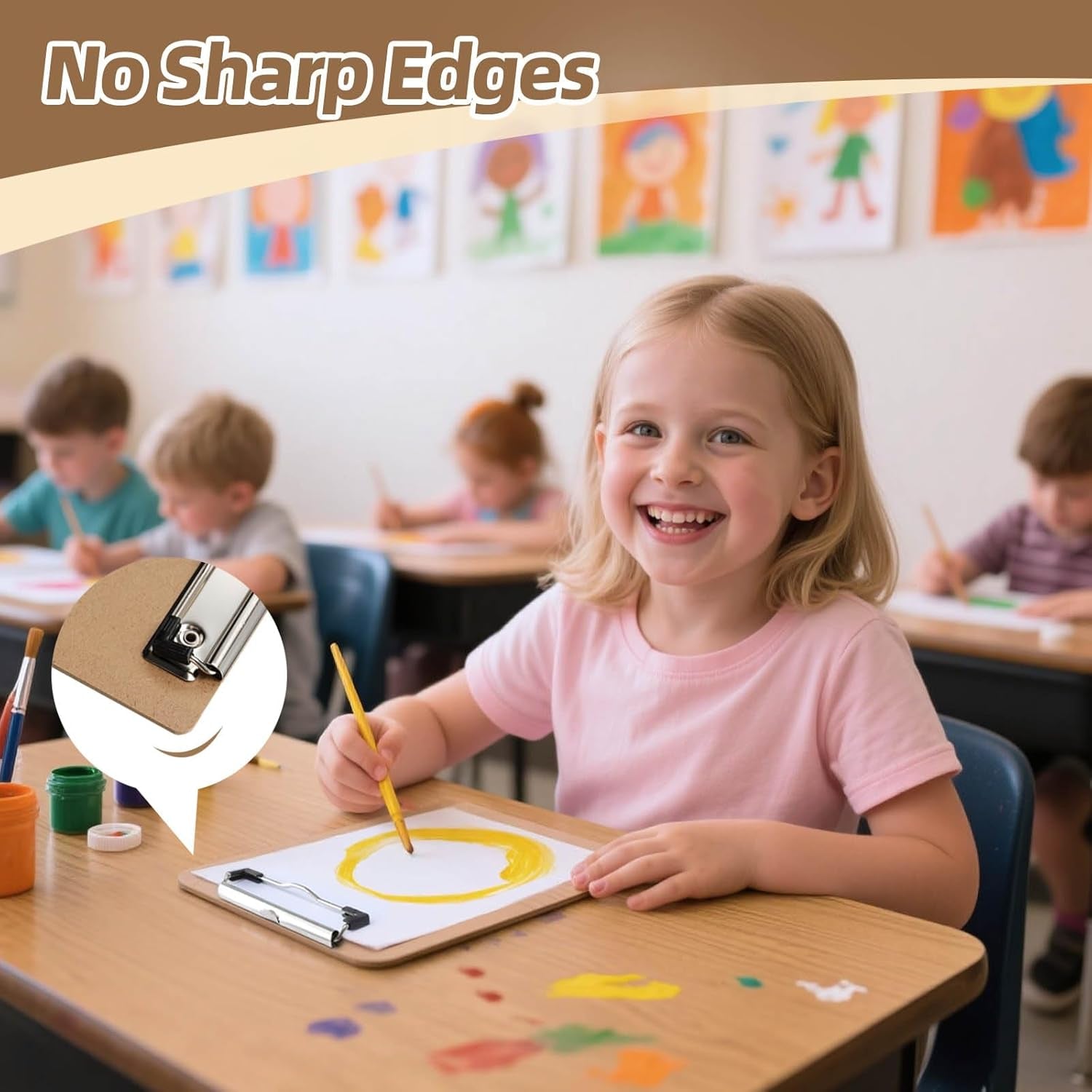 32 Pack Small Clipboard 6 X 9 Clip Boards Bulk, A5 Letter Size Wooden Hardboard Kids Clipboards Pack for Classroom, Party, Home, Brown