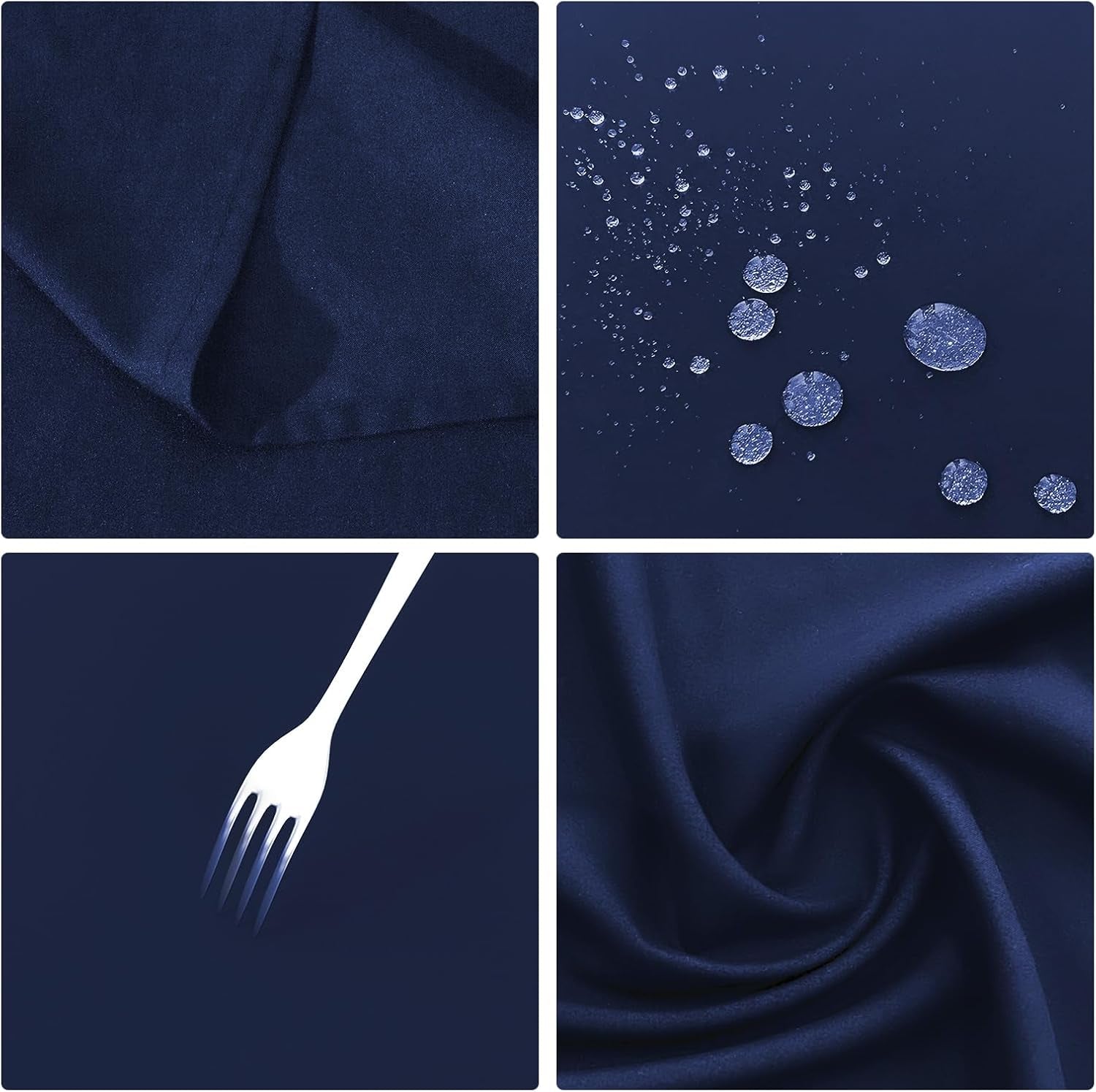 2PCS Navy Blue Table Cloth for Rectangle Table - 60 X 84 Inch Tablecloths Rectangular Waterproof Washable Wrinkle Resistant for 6 FT Wedding Cocktail Party