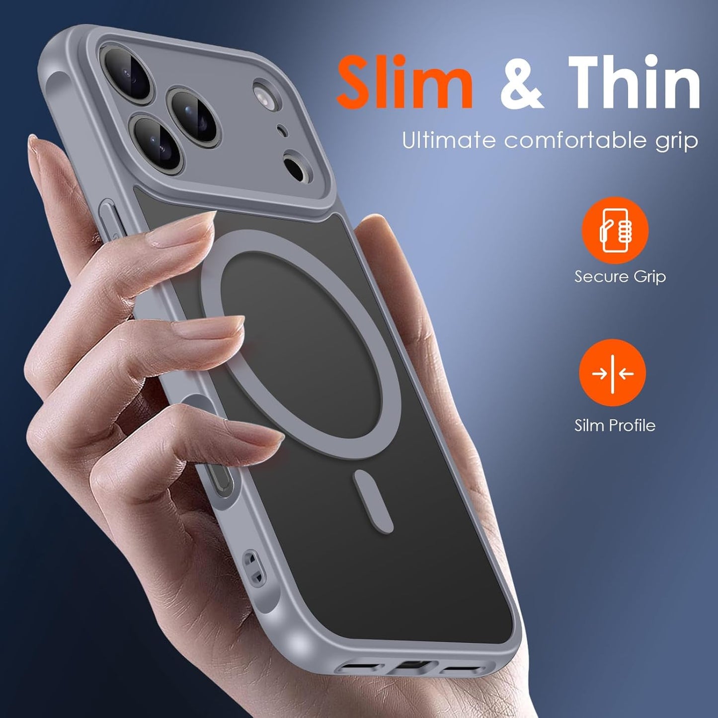 Magnetic Case for Iphone 17 Pro 6.3'' [Compatible with Magsafe] [15 FT Military Grade Protection] Magnetic Charger Case Bumper For, Frosted Translucent Back for Iphone17 Pro- Gray