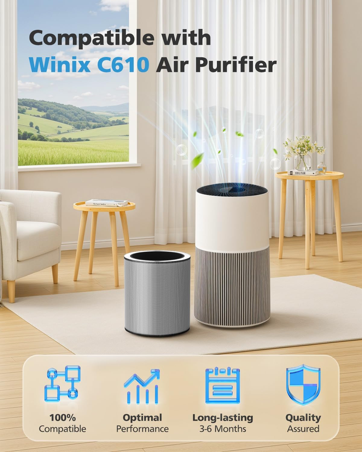 C610 Replacement Filter Z - Compatible with Winix C610 Air Purifier, Model 1712-0121-00, 3-in-1 High Efficiency Filter (2 Pack)