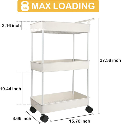 Baby Diaper Caddy, Plastic Movable Cart for Newborn Nursery Essentials Diaper Storage Caddy Organizer for Changing Table & Crib, Easy to Assemble, Beige