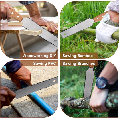 Japanese Hand Saw, 6 Inch Pull Saw with Double Edges of 11/17 TPI, SK5 Flexible Blade Handle Wood Saws for Woodworking Tools