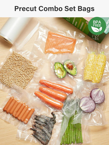 Vacuum Sealer Bags for Food, 6 Rolls for Custom Fit Food Storage, Meal Prep or Sous Vide, 8" X 20' (3 Rolls) and 11"X 20' (3 Rolls) Commercial Grade Vacuum Seal Freezer Bags Rolls