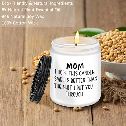 Mothers Day Gifts from Daughter Son,Birthday Gifts for Mom, Her, Bonus Mom, Mother (Mom I Hope This Candle-White)