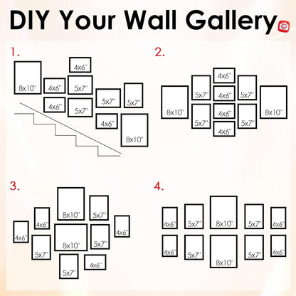 10 Pack Picture Frames Collage Wall Decor for Mounting or Tabletop Display, Gallery Wall Frame Set with Two 8X10 Black Frames, Four 5X7 Frames and Four 4X6 Frames, Multi-Pack Photo Frame Set