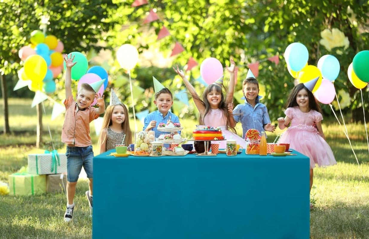 2 Packs Rectangle Fitted Tablecloth, 6 Foot Washable Fabric Table Cloth, Waterproof Polyester Table Cover for Party, Trade Show, Outdoor and Indoor (Teal, 30" X 72")