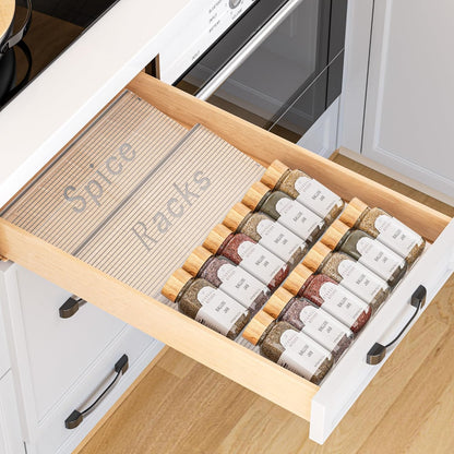 Spice Drawer Organizer, 2 Tier- 2 Pack Clear Acrylic Drawer Seasoning Organizer, Expandable from 11'' to 22'' Kitchen Spice Rack Organizers and Storage for Drawer (Jars Not Included)