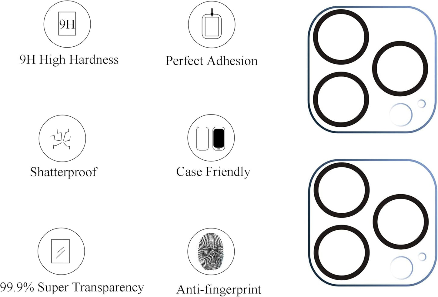 Camera Lens Protector for Iphone 13 Pro 6.1" ＆ Iphone 13 Pro Max 6.7", Apple Watch Series 6 SE Series 5 Series 4 [40Mm] Screen Protector,Hard PC Case [2 Pack][Clear]