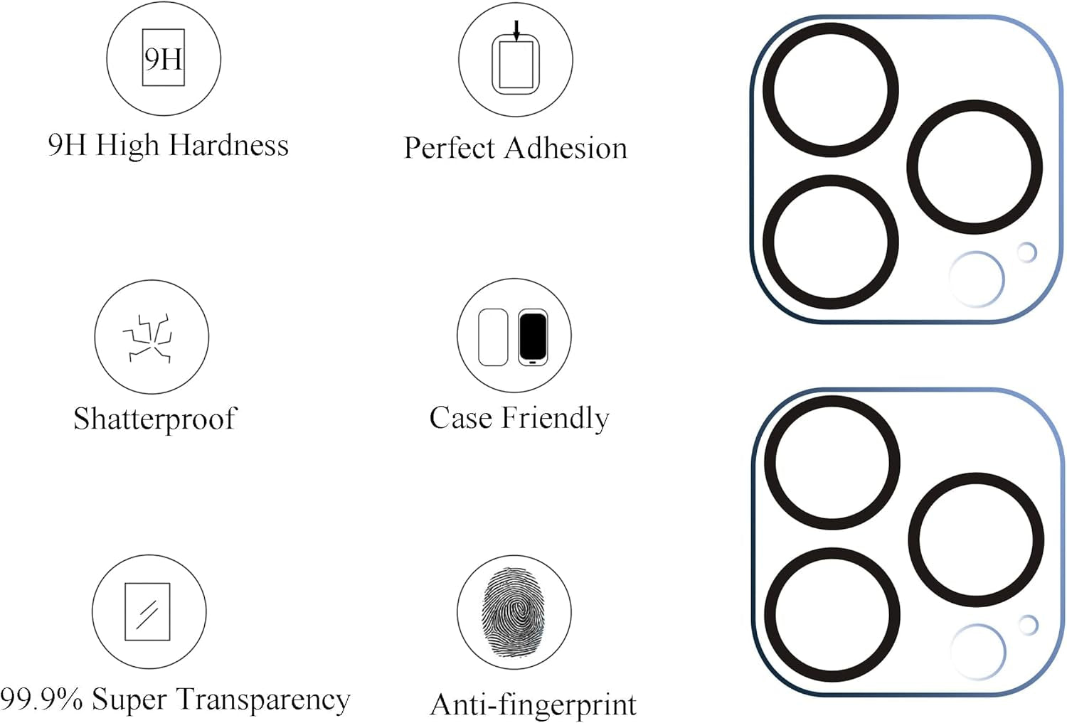 Camera Lens Protector for Iphone 13 Pro 6.1" ＆ Iphone 13 Pro Max 6.7", Apple Watch Series 6 SE Series 5 Series 4 [40Mm] Screen Protector,Hard PC Case [2 Pack][Clear]
