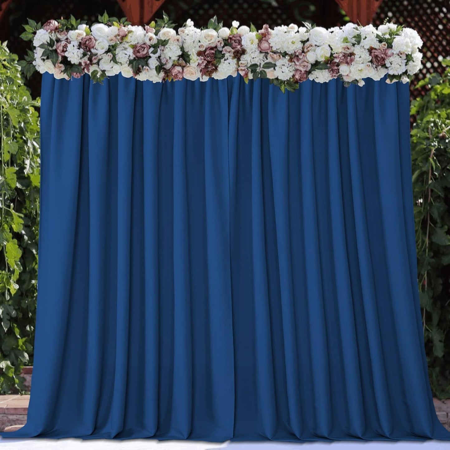 Blue Backdrop Curtains for Wedding, Polyester Backdrop Drapes for Photo Background Baby Shower Decorations, Wrinkle Free Polyester 5Ft X 7Ft Fabric Drape 2 Panels with Rod Pockets