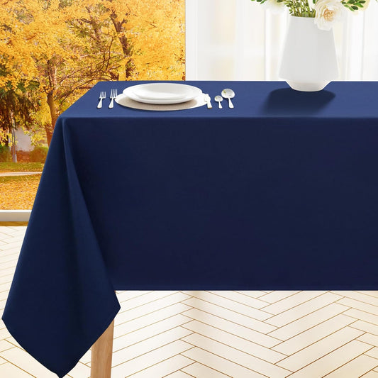 Rectangle Table Cloth, Waterproof Anti-Scratch Polyester Tablecloth, Decorative Washable Fabric Table Cover for Dining, Buffet, Parties and Outdoor, 60X84, Navy