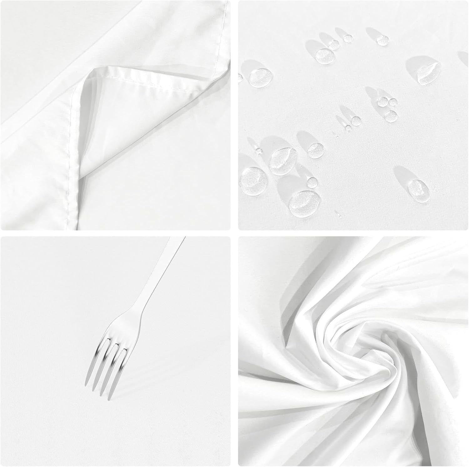 White Table Cloth for Rectangle Table - 60 X 84 Inch Tablecloths Rectangular Waterproof Washable Wrinkle Resistant for 6 FT Tables Wedding Cocktail Party