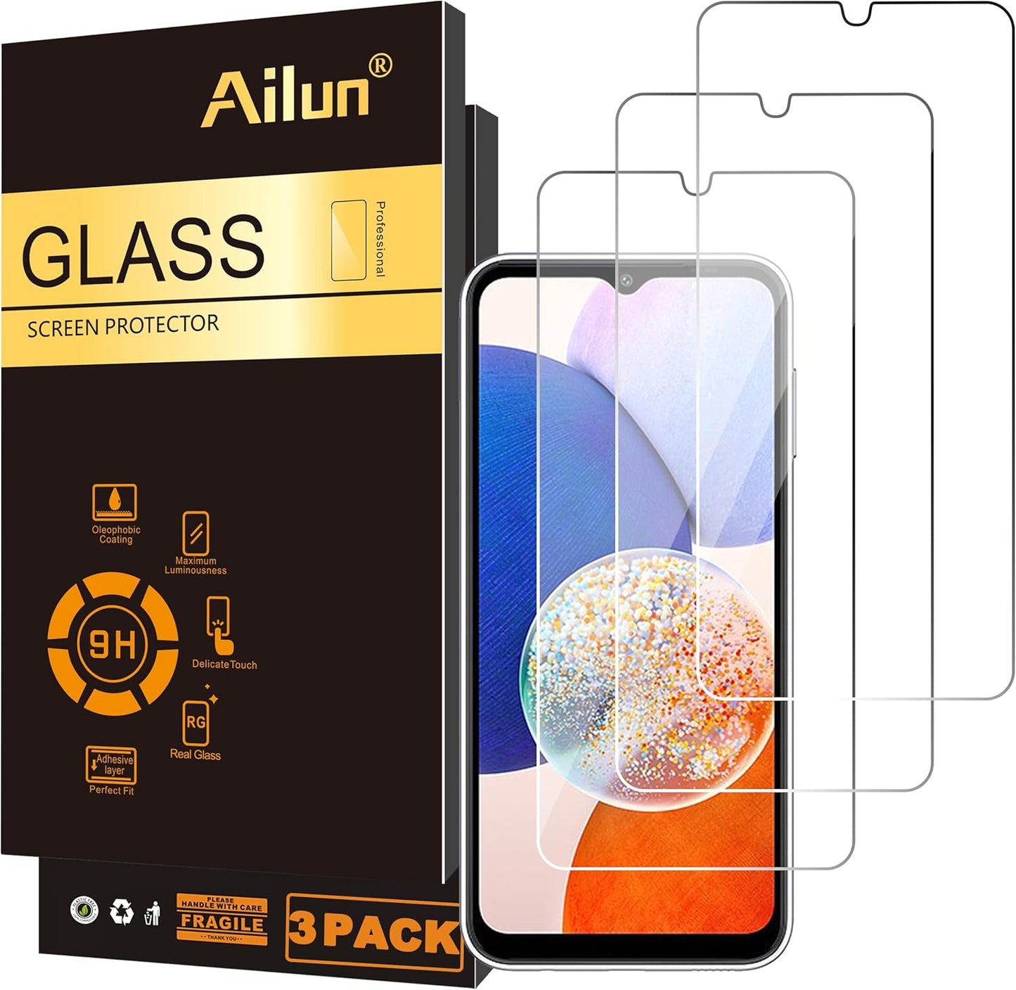 Screen Protector for Galaxy A14 5G/A13 5G/A12 4G 5G/A12 Nacho/A32 5G/A42/A02/A02S/A03/A03S/A03Core/M12 [0.33Mm] Tempered Glass 3Pack Ultra Clear Anti-Scratch Case Friendly…