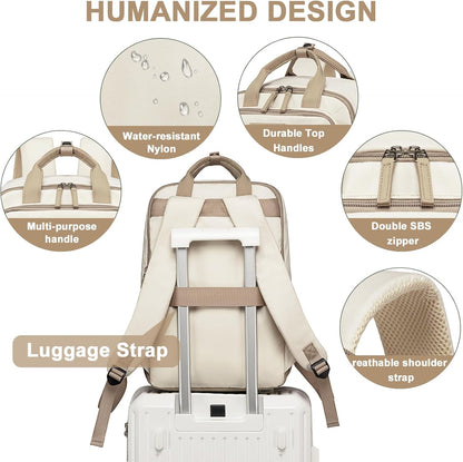 Laptop Backpack for Women Water Resistant Carry on Backpack Work Business Travel Bookbag Fashion College Schoolbag Fits 15.6 Inch Laptop Bag