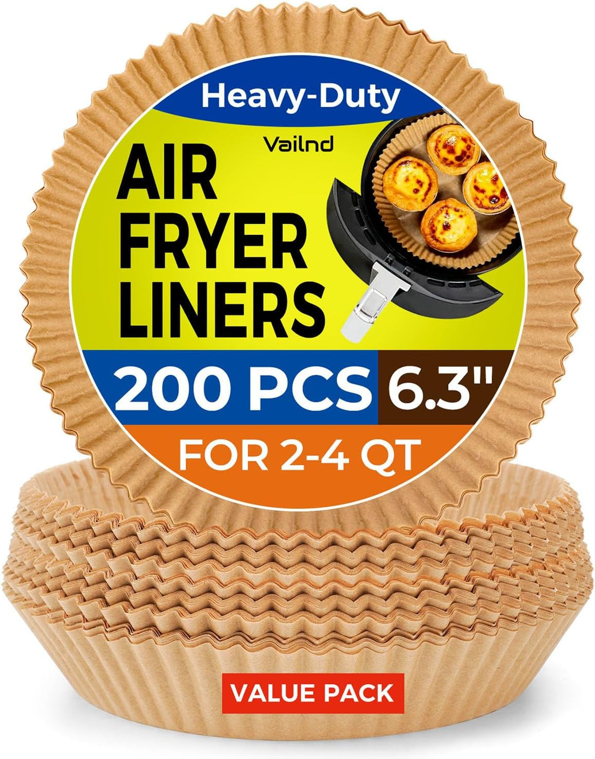 Small round Air Fryer Liners Disposable, 200 PCS 6.3" Air Fryer Paper Liners for Ninja AF101, Non-Stick and Oil Proof Baking Paper Liner for 2-4 Qt Airfryer Basket