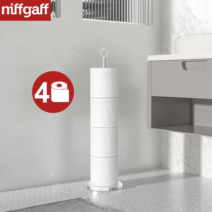 Toilet Paper Holder Stand(With Reserve Function), Free-Standing Spare Rolls Storage Holder, Stainless Steel