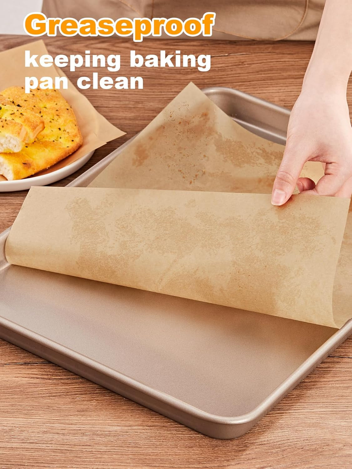 50 Pcs Parchment Paper Baking Sheets, 12X16 Inches Non-Stick Precut Baking Parchment, for Baking Grilling Air Fryer Steaming Bread Cup Cake Cookie and More (Unbleached)