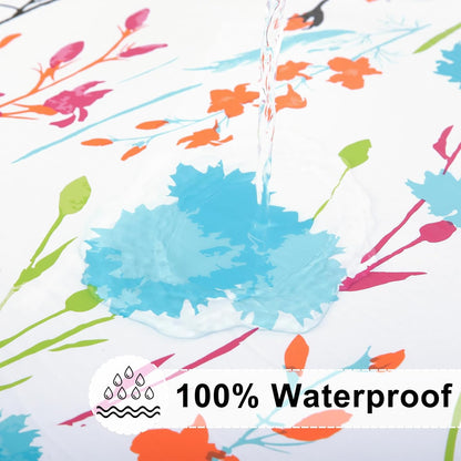 round Fitted Tablecloth with Elastic Edge, 100% Waterproof Oil Proof Plastic Table Cover, Vinyl Flannel Backed Tablecloth Fits 36"-44" round Tables for Dinner, Outdoor, Picnic, Flowers