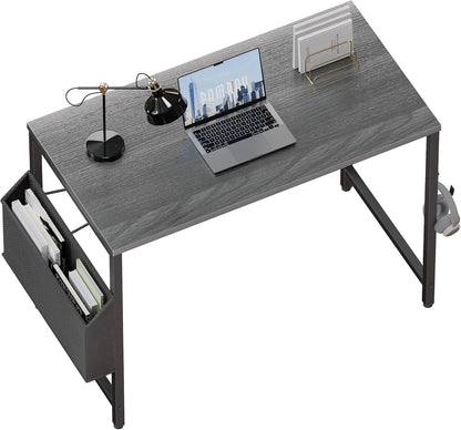 32 Inch Computer Desk for Small Spaces with Storage Bag, Home Office Work Desk with Headphone Hook, Small Office Desk Study Writing Table