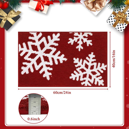 Snowflake Christmas Bathroom Rugs 16"X24" Soft & Absorbent Micorfiber Bath Mats Fluffy Plush Non Slip Carpet Washable for Bathroom Floor(Christmas Red, 1'4" X 2')
