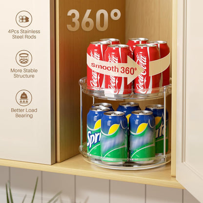 2 Tier Lazy Susan Turntable Organizer 9.25'' Rotating Spice Rack Organization for Cabinet, Kitchen, Pantry, Countertop, Bathroom, Vanity, Medicine Cabinet Organizer, Clear