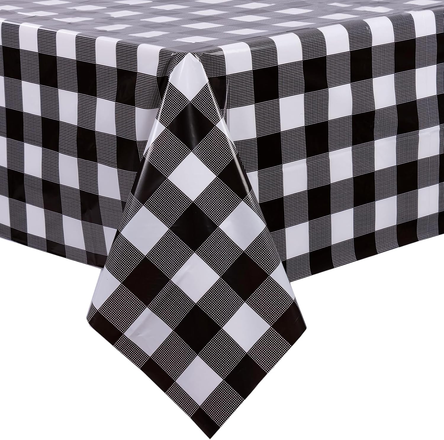 3 Packs Black and White Checkered Tablecloths 54 X 108 Inches Disposable Plastic Checkered Flag Racing Table Cover Waterproof Rectangle Race Car Table Cloth for Picnic Party Retro Celebration