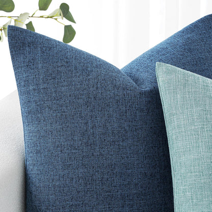 Pack of 2 Decorative Linen Burlap Coastal Pillow Covers Farmhouse Accent Pillowcases for Sofa Car Couch Bedroom Living Room Decor 18X18 Inch Blue