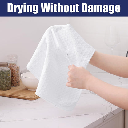 Microfiber Waffle Weave Kitchen Dish Cloths, 12 X 12 Inch Ultra Absorbent and Solid Color Dish Towels for Kitchen Fast Drying Dishcloth for Washing Dishes, 6 Pack, White