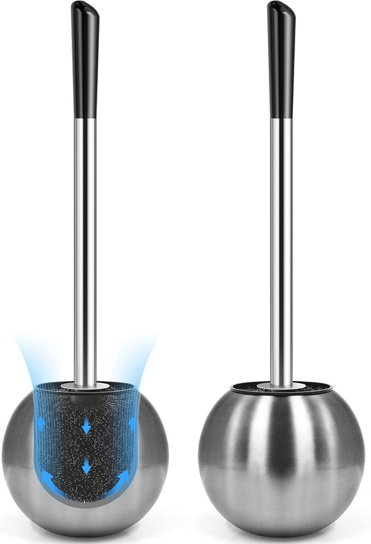 Toilet Brush and Holder Set, 304 Stainless Steel with Ergonomic Extended Handle - Durable and Practical Bathroom Cleaning Solution