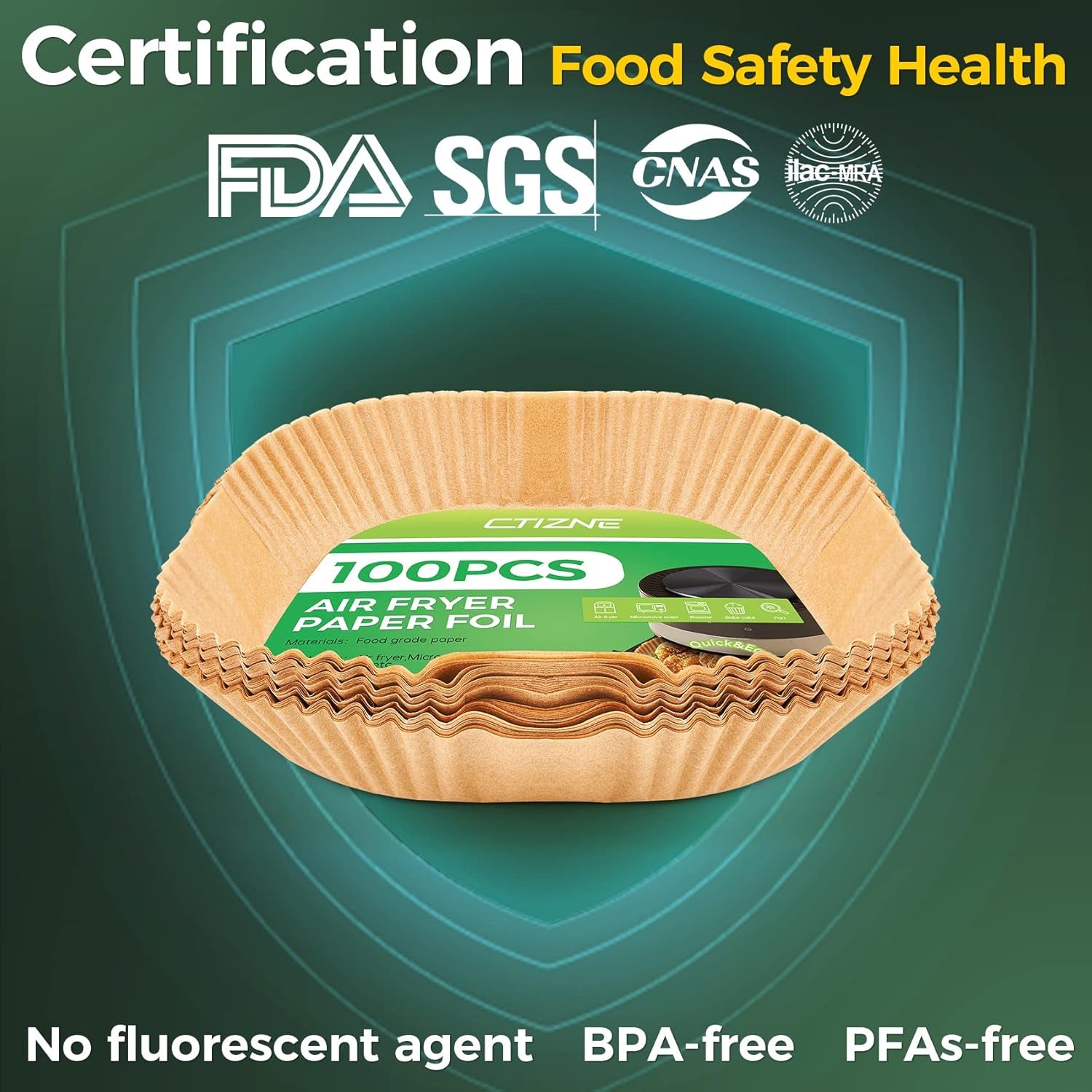 Air Fryer Liners Disposable, 100 PCS Non-Stick Air Fryer Paper Liners, Waterproof and Oilproof for Easy Cleanup, 8" Square Unbleached Parchment Paper for 5-8 QT Air Fryer, Baking, Microwave, Oven