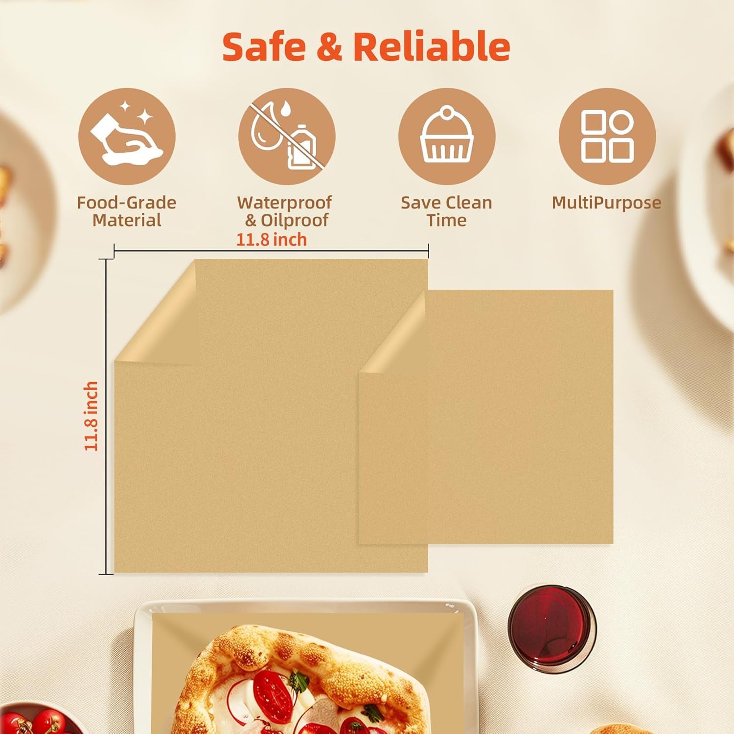 Air Fryer Paper Liners Disposable for COSORI 11-In-1 Air Fryer Toaster Oven Combo, 100 PCS Unbleached Parchment Paper Sheets Oven Liners for Toaster Oven Accessories