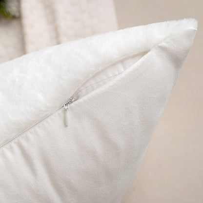 Pack of 2 Christmas Decorative Throw Pillow Covers Soft Faux Fur Pillow Cases with Embroidery Snowflake Winter Cute Pillowcases Holiday Decor for Couch Sofa Bedroom, 18×18 Inch, Black