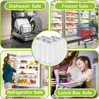 Dishwasher Safe 12Oz Plastic Bottles with Caps Reusable BPA Free PP5 Juice Milk Water Smoothie Bottle Heat-Resistant Refillable