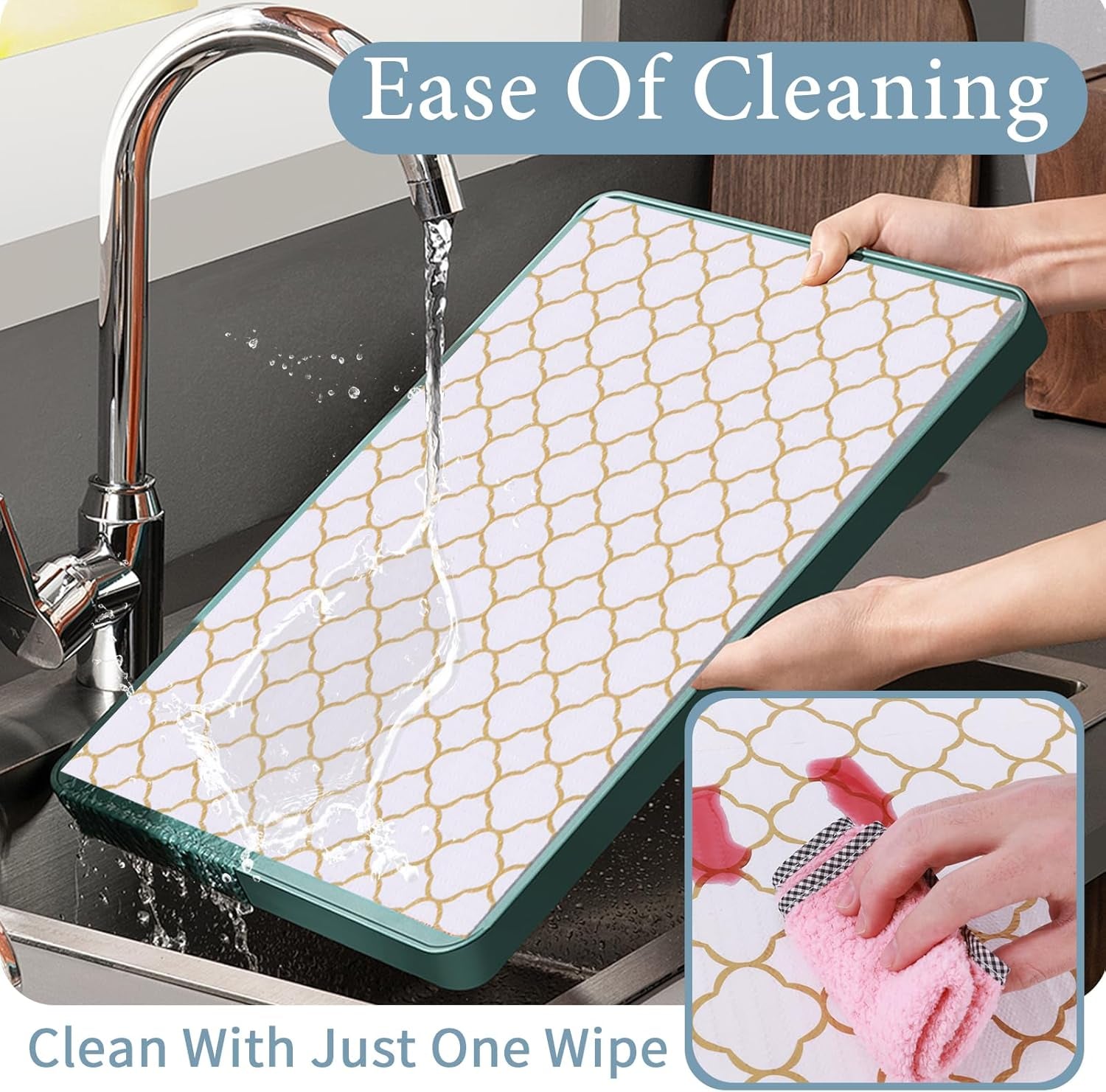 Shelf Drawer Liners for Kitchen Cabinets Non Adhesive Drawer Liner Thickened Refrigerator Liner Gold Quatrefoil Strong Non-Slip Paper for Tool Box with Knife and Tape Measure,11.8 X 118 Inches