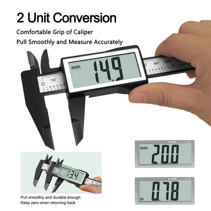Digital Caliper with Large Screen, Caliper Measuring Tool, Micrometer Caliper Digital, Caliper Tool for Mechanics, Jewelers, Woodworkers, Inch and Millimeter Conversion (6Inch/150Mm)
