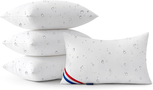 Outdoor Pillows Pack of 4 12X20 Inch Outdoor Pillow Inserts Waterproof Decorative Throw Pillow Inserts, Rectangle Water Resistant Pillow for Garden Couch Furniture