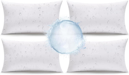 12X20 Outdoor Pillows,Set of 4 Throw Pillows Waterproof,Soft Support Throw Inserts Decorative Water Resistant for Patio Furniture and Garden