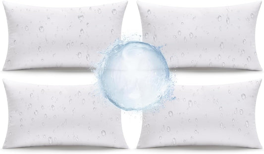 12X20 Outdoor Pillows,Set of 4 Throw Pillows Waterproof,Soft Support Throw Inserts Decorative Water Resistant for Patio Furniture and Garden