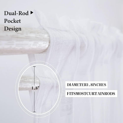 Linen Textured Sheer Curtain Valance Farmhouse Rod Pocket Drapes for Bathroom Cafe Small Window 1 Panel 60 W X 18 L Bundle with Sheer Kitchen Curtains 24 Inches Length 2 Panels, 29 X 24, White